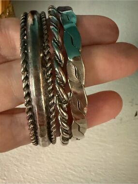 Silver tone Stacked Bangle Bracelet Set - Silver